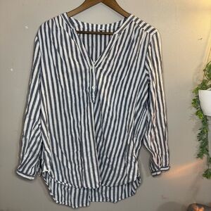 Old Navy Blue and White Striped Blouse